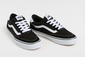 Vans Sneaker VANS Brooklyn LS, Herren, Gr. 42,5, schwarz-weiss (ba2, suede, canvas schwarz, wei&szlig;), Leder, Schuhe Sneaker, angelehnt an das Design vom Old S