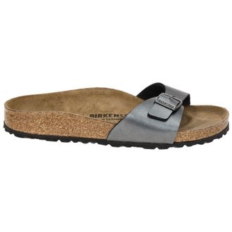 Birkenstock Madrid BS Birko-Flor Unisex Slides Sandals - Metallic Black - Size:UK 4.5