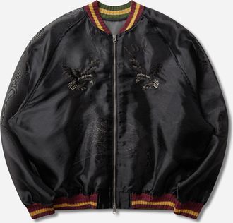 KAPITAL Men s Sheer Pearl Mosquito Guard Souvenir Jacket (Raven and Skull) Black