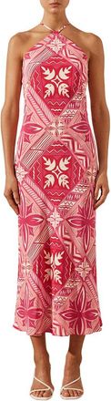 Shona Joy Rosana Halter Bias Silk Midi Dress