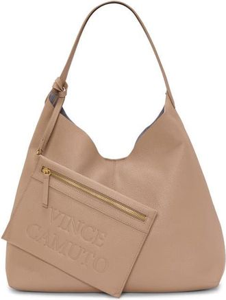 Vince Camuto Jenna Pebble Leather Hobo Bag in Medium Brown at Nordstrom