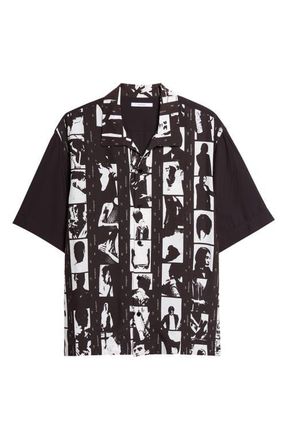 Givenchy Photographic Negative Print Short Sleeve Button-Up Shirt in Black/White at Nordstrom, Size 41