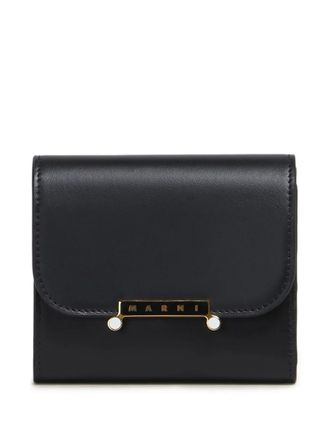 Marni flap wallet - women - Viscose/Calf Leather/Bovine Leather/Brass - One Size - Black