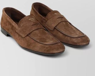 Prada loafers suede finish round toe design