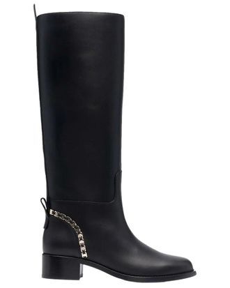 Ferragamo Vara Chain Leather Knee-High Boot