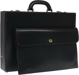 Gucci Business Bag Black Leather Briefcase Bag (Pre-Owned)