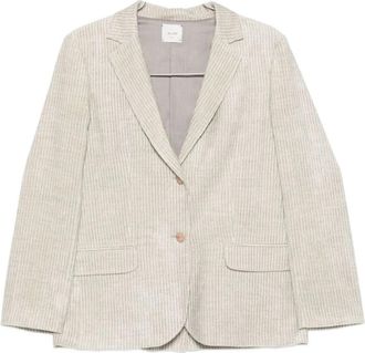 Alysi Lichtgrijs Zijde Nylon Jas - Dames - Blazers - Grijs - M - Nylon - Jassen