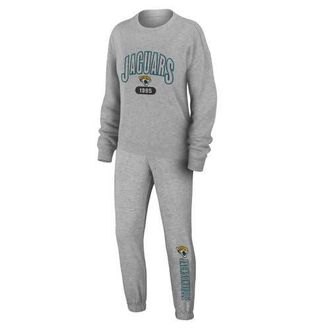 WEAR by Erin Andrews Womens WEAR by Erin Andrews Heather Gray Jacksonville Jaguars Knit Long Sleeve Tri-Blend T-Shirt & Pants Sleep Set at Nordstrom, Size X-Large
