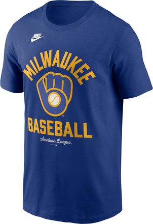 Nike Milwaukee Brewers Cooperstown Nike Mens MLB T-Shirt in Blue | N1994EWMIB-079