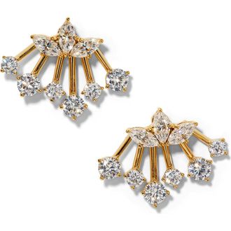 Nadri Lucia Front Back Ear Jackets in Gold at Nordstrom