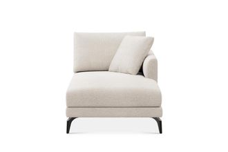 Castlery Lena Right Chaise Sofa Customized, (Performance Boucle) Cream (Matte Black Legs), Spill Resistant, Removable Covers for Sofas by Castlery