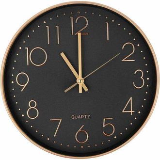 OEM Reloj De Pared Moderno Silencioso De Cuarzo De 25 Cm, Redondo Con N&uacute;meros Grandes (oro Rosa)