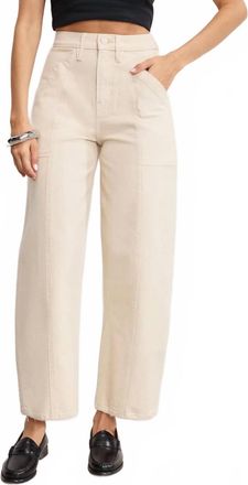 Good American Cropped Barrel Pants In Beige