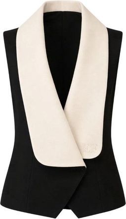 Elisabetta Franchi Cropped Maxi Collar Open Back Gilet