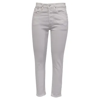 Levi's Slim-Fit Cropped Jeans in White Cotton