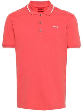 HUGO BOSS Polo con applicazione - Rosso