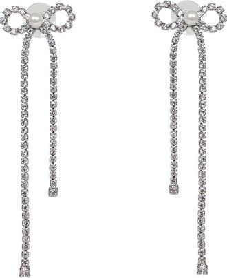 Self Portrait Crystal Droplet Bow Earrings - Dames - Oorbellen - Grijs - ONE Size - Accessoires
