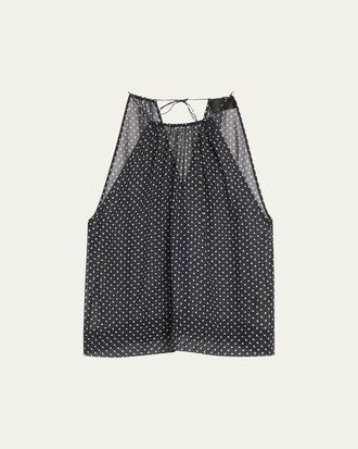 Nili Lotan Nikki Silk Polka Dot Halter Top