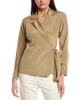 Lafayette 148 New York Dolman Wrap Silk-Blend Shirt Jacket