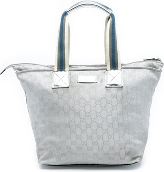 Gucci Pre-owned Womens Gg Canvas Web Tote - Light Grey Textile - One Size