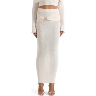 Mani&egrave;re De Voir Amy Asymmetric Midaxi Skirt With Hardware Detail in Cream at Nordstrom, Size X-Small