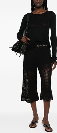 Iro Iro Womens Crochet Knit Wide-Leg Trousers