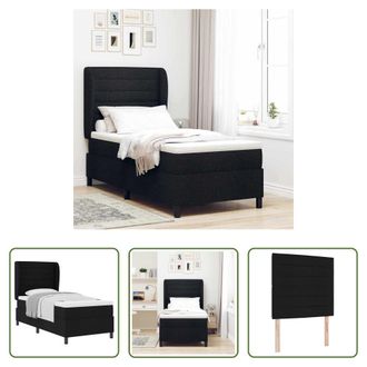 vidaXL Vidaxl Cama Tipo Box Spring Con Colch&oacute;n Negro 90 X 190 Cm Tela