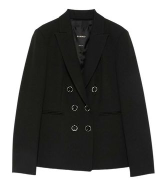 Pinko Black Solid Peaked Lapel Blazer