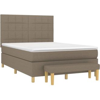 vidaXL Vidaxl - Cama Box Spring Con Colch&oacute;n Tela Gris Taupe 140x190 Cm