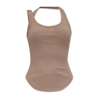 Courrèges Sleeveless Tops, female, Brown, Size: M Ribbed top