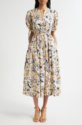 Ulla Johnson Paisley Floral Cotton Midi Dress in Magnolia at Nordstrom Rack, Size 4