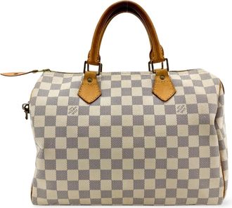 Louis Vuitton Speedy Bandouliere Damier White Canvas Handbag (Pre-Owned)