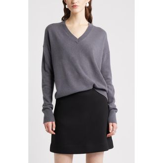 Nordstrom V-Neck Cashmere Sweater in Grey Agate at Nordstrom Rack, Size X-Large