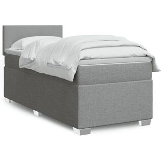 vidaXL Vidaxl - Cama Box Spring Con Colch&oacute;n Tela Gris Claro 90x200 Cm