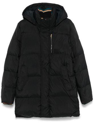 Paul Smith hooded coat - men - Recycled Down/Polyamide/Feather/Polyamide/Polyester/Elastane - L - Black