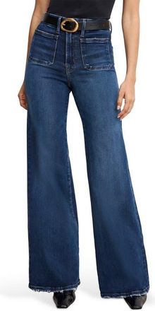 Good American Soft-Tech Good Waist Patch Pocket High Waist Palazzo Jeans in Indigo511 at Nordstrom, Size 00