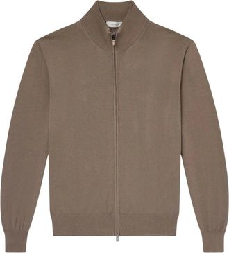 Canali Full Zip Cotton Knitwear - male - Canali - Cardigans - Brown - 2XL - Knitwear