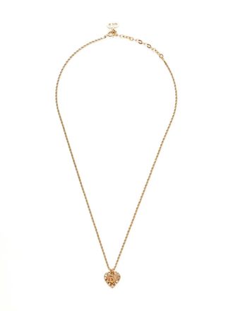 Dior 1990-2015 Logo necklace - women - Rhinestone/Gold Plated - One Size