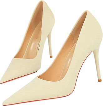 Generic Women Satin Silk High Heel Pumps Elegant Stiletto Wedding Bridal Dress Prom Shoes Beige