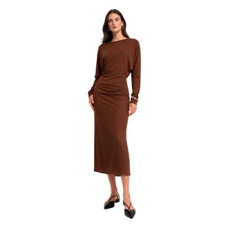 Max Mara Midi Dresses, female, Brown, Size: XL Jersey Midi Dress