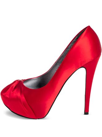 Gina pre-owned 130mm Gina satin platform pumps - Red