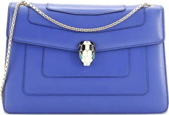 Bulgari Borsa a spalla Serpenti Forever media in pelle - Blu