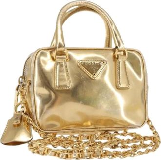 Prada Pre-owned Mini Bags, female, Yellow, Size: ONE SIZE Pre-owned Leather Mini Bag