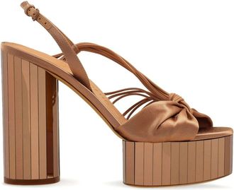 Ferragamo 125mm mirrored platform sandals - women - Goat Skin/Lambskin/Fabric - 10.5C - Neutrals