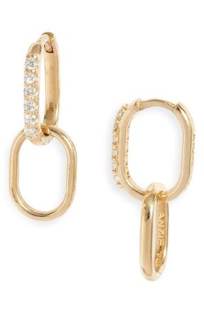 Anzie Diamond Pavé Paper Clip Hoop Earrings in Yellow Gold at Nordstrom