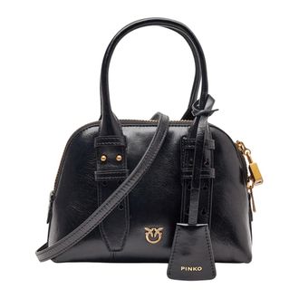 Pinko Pinko, Tassen, Dames, Zwart, ONE Size, Katoen, Bowling Bag Zip Mini