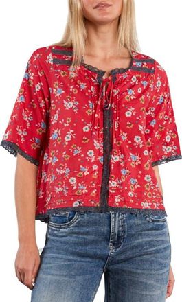 BILLY T Endless Summer Cotton Blend Top in Red Retro Rose at Nordstrom, Size X-Small