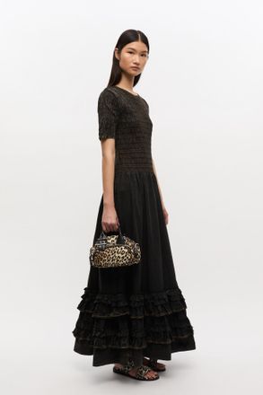 Ganni Leopard Mini Polochon Bag Nylon Womens