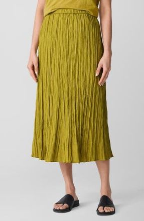 Eileen Fisher Crinkled Silk Midi Skirt in Golden Pear at Nordstrom Rack, Size Xx-Small