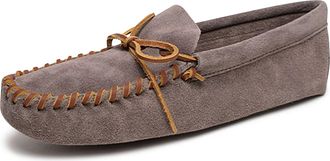 Minnetonka Mens Leather Laced Soft Leather Sole Moccasin, Grey, 11 UK